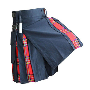 Kilt Híbrido para Mujer en Azul Oscuro con Tartán Royal Stewart, Kilt de Moda en Algodón Resistente con Bolsillos Cargo Desmontables - Product Image 2