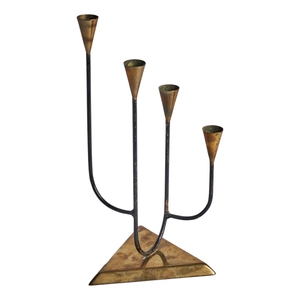 Porte-bougie en fer poli doré, de forme florale, élégant, pour la décoration de la chambre, pour l'éclairage de Noël. - Product Image 2