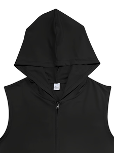 Men's Hooded Sleeveless Vest With Shorts Set Gray Cotton Heavy Jersey Summer Casual Breathable Sport Outfit 2Pcs made Bangladesh - Product Image 6