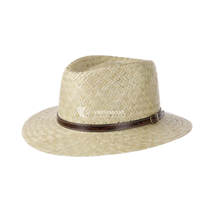 Sombrero de Paja Hecho a Mano, Sombrero Fedora Clásico de Verano con Cinta y Banda de Cuero para Playa y Trabajo al Aire Libre - Product Image 4