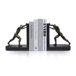 Sujetalibros Modernos con Acabado de Latón, Diseño Geométrico, Decoración Escultural de Metal para Escritorio, 2 Piezas, para Hogar u Oficina - Product Image 5