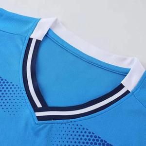 High Quality Blue Striped Soccer Jersey Set <b>Short</b> Sleeve V-Neck Breathable Polyester Uniform <b>Mesh</b> Adults Soccer Apparels - Product Image 5