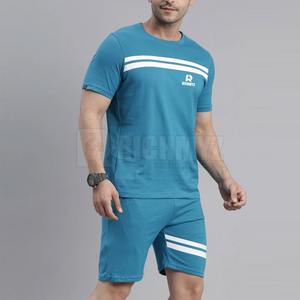 Conjuntos Cortos para Hombre 2026 al por Mayor, Logotipo Personalizado, 100% Algodón, Traje Deportivo de Verano de 2 Piezas, OEM, Conjunto Casual de Camiseta y Pantalones Cortos - Product Image 4