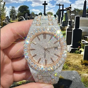Custom Two-Tone Lab Grown Diamond Stainless Steel Watch | 41mm <b>Automatic</b> Iced <b>Chronograph</b> | Premium VVS1 Moissanite Eco-Friendly - Product Image 1