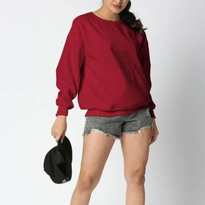 เสื้อสเวตเชิ้ตคอกลมผ้าเทอร์รี่คอตตอน 100% แบบสั่งทำพิเศษสำหรับผู้หญิงไซส์พลัส ขายดีที่สุด ทรงหลวม พิมพ์ลายเรียบ สำหรับฤดูใบไม้ผลิและฤดูหนาว - Product Image 5