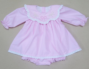 Robe bulle rose pour filles, mini-robe de bal écologique à manches bouffantes avec nœud orné de perles, respirante, 100 % coton - Product Image 4