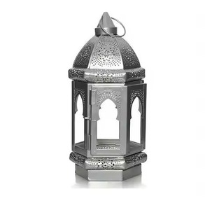 Lantern Antique Silver Brass Cutout Arch <b>Glass</b> Candle Holder Light Home Hotel <b>Garden</b> Decor Wedding <b>Table</b> Top Decor Lantern - Product Image 3
