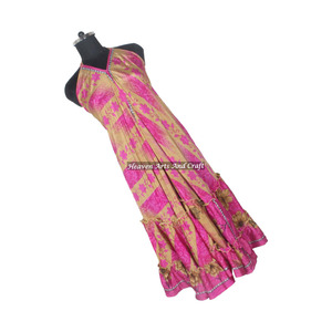 Vestido de Seda Sari Indio Estilo Bohemio Hippie para Mujer, Vestido de Noche Elegante sin Mangas para Damas - Product Image 1