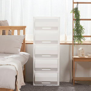 Meuble de rangement empilable à 2 niveaux blanc en plastique avec tiroirs pour chambre d'enfant, organisateur de jouets et vêtements, tour de rangement pour la maison - Product Image 5