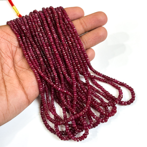 Cuentas facetadas de rubí natural Longido de 2.5 mm a 5 mm, cuentas sueltas de rubí rojo, piedras preciosas, hilo de cuentas de rubí para pulsera - Product Image 6