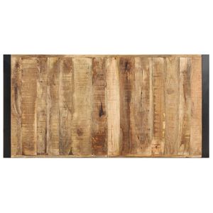 Tavolino da Caffè in Acciaio Nero con Finitura in Legno di Mango Grezzo - Product Image 3