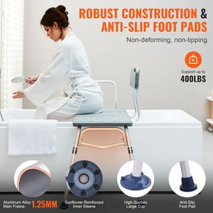 Sgabello da Doccia Robusto e Leggero per Adulti e Anziani, Regolabile, Antiscivolo per Vasca da Bagno, per Persone con Disabilità - Product Image 4