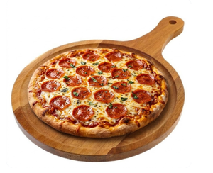 Tabla de servir redonda de madera maciza con asa, tabla de cortar de madera para pizza, carne, pan, queso y charcutería, hecha en Vietnam - Product Image 6