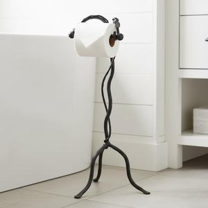 Portarrollos de papel higiénico de pie hecho de hierro sólido con estructura de base estable para interiores de baños contemporáneos - Product Image 1