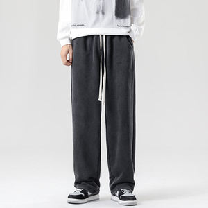 Pantalon de survêtement ample à jambe droite pour homme, taille élastique avec cordon de serrage, décontracté, coupe large, vintage, écologique, respirant et léger - Product Image 2