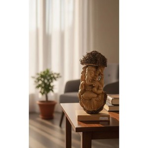 Macetero Ganesha de Madera de Mango con Base de Concreto - Hecho a Mano, Venta al Por Mayor - Product Image 3