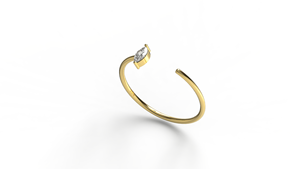 Anillo de lujo de oro de 18 quilates con diamante marquesa, anillo abierto tipo brazalete, banda solitaria con engaste de bisel, anillo minimalista apilable, joyería fina para mujer - Product Image 2
