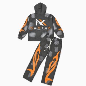 Conjunto de Sudadera con Capucha y Pantalones Deportivos con Estampado Tribal de Llamas para Hombre, 2 Piezas, Ropa Deportiva de Invierno, Estilo Hip Hop, Traje de Felpa - Product Image 6