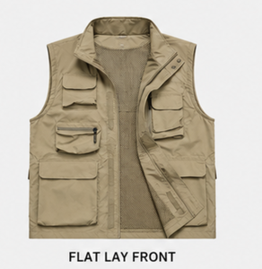 Chaleco de Pesca Multibolsillos para Hombre con Capucha Solar de Malla Desmontable, Chaqueta Táctica Ligera sin Mangas para Senderismo - Product Image 4