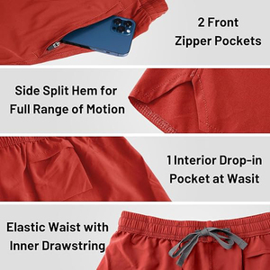 <b>Light</b> Material Quick Drying Stretch Band Inner <b>Cord</b> Two Front Pockets Gym Shorts Men For Running - Product Image 4
