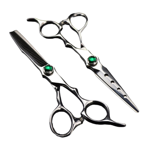 Kits d'outils de coiffure pour barbier très demandés, en acier inoxydable, avec ciseaux de barbier à l'effilure tranchante et finition miroir, pour salons de coiffure - Product Image 1