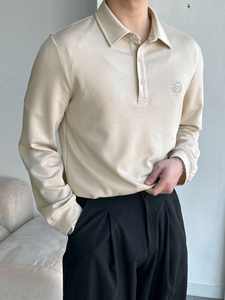 เสื้อโปโลแขนยาวพิมพ์ลายแอปริคอทสำหรับผู้ชาย ฤดูร้อน - Product Image 4