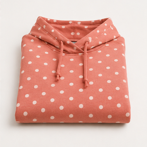 Sudadera con Capucha Personalizable para Mujer, Color Coral Empolvado, Estilo Relajado y Femenino, Talla Mediana, con Estampado de Puntos, en Felpa Suave de Bambú y Algodón - Product Image 6