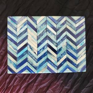 Caja de Joyería Artesanal Decorativa, Caja de Almacenamiento para el Hogar, Decoración de Mesa, Caja de Joyería de Madera con Patrón Chevron Azul Moderno, Caja Rectangular - Product Image 2