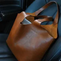 Bolso Tote de Cuero Suave Marrón de Gran Capacidad para Mujer, Nuevo Bolso de Mano y Cartera de Lujo con Acabado Mate de Alta Gama, Bolsa Feminina 4