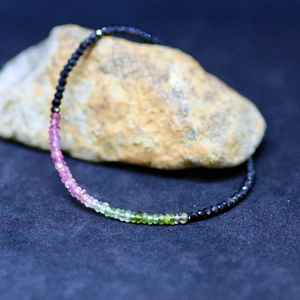 Natural Black Spinel Watermelon Tourmaline Bracelet Sterling Silver October Birthstone Gemstone Jewelry Gift - Product Image 6