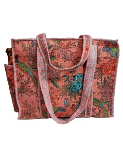 Bolso de mano acolchado de algodón 100% hecho a mano, bolso de hombro con cremallera estampada para mujer, portátil a rayas suaves para ir de compras - Product Image 6