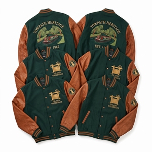 Custom Letterman <b>Jacket</b> Maker Green Wool Body <b>Cream</b> Leather Sleeve Runestone Lake Embroidery Varsity Baseball Outerwear - Product Image 2