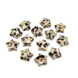 Pierre précieuse naturelle Jaspe Dalmatien facetté en forme d'étoile 10mm, sculptée à la main, pierre en vrac pour la fabrication de bijoux, vente en gros - Product Image 2