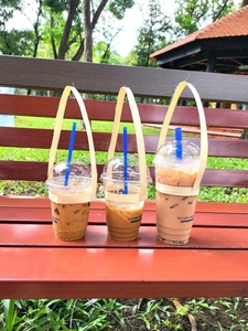 Palm Leaf Drink Carrier with Handle & Disposable Eco Coffee <b>Cup</b> Sleeve & Sustainable for Beverage Packaging - Product Image 3