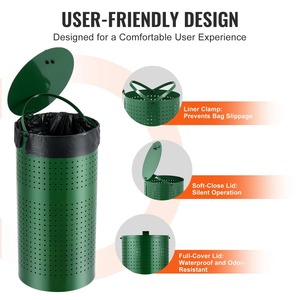 Contenedor de Basura Público Verde Resistente, Ecológico, de Metal, Perfecto para Aceras, Calles, Parques, Uso en Exteriores y Comunidades Urbanas - Product Image 4