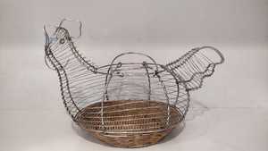 Vintage French Wire <b>Egg</b> <b>Basket</b>: Rooster Design, Farmhouse Decor - Product Image 5