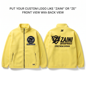 240 GSM Premium Polar Fleece Stand Long <b>Jacket</b> <b>Warm</b> Anti Pill Yellow Black Zipper Front Chest Panel Custom Embossed OEM ODM - Product Image 1