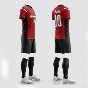 Conjunto de Uniforme de Fútbol Sublimado Personalizado, Rojo y Negro, Cuello Redondo, Manga Corta, Absorbe la Humedad, Equipación Deportiva para Hombre, Ajuste Atlético para Todas las Temporadas - Product Image 2