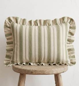 100% Cotton Woven Solid/Striped Ruffle Pillow Covers | <b>Throw</b> Cushion Covers Removable Washable Zipper Closure | Europe Decor - Product Image 4