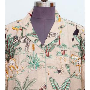 Vestidos casuales bohemios indios para mujer, 100% algodón, tejido con estampado de jungla, manga larga, cuello en V, dobladillo recto, lavable, con botones. - Product Image 3