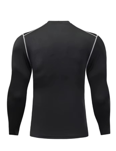 Ensemble de compression noir pour homme à manches longues, col ras du cou, séchage rapide, écologique, imperméable, en Spandex et Polyester, haut et pantalon - Product Image 5