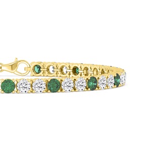 Premium 4.62 CTW Round Lab-Grown Diamond & Emerald Paperclip Chain Bracelet 14K Gold - Product Image 5