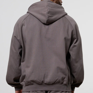 Conjunto de Sudadera con Capucha Extra Grande para Hombre, Color Gris Sólido, Algodón French Terry, Estilo Casual para Otoño, Corte Regular, Tejido Transpirable, Diseño con Bolsillos - Product Image 4
