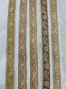 Encaje Bordado con Código de Barras Pequeño Unisex, Hilo Dorado, Accesorios Lolita para Negocios, Diseño Floral Soluble en Agua, Tela 100% Poliéster - Product Image 5