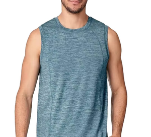 New Men's Summer Beach Vest Quick Drying Breathable Sleeveless Tank <b>Top</b> High Street Style Custom Made Cotton Solid Color Men Tan - Product Image 4