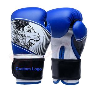 Gants de boxe pour adultes en cuir PU avec fermeture à crochet et boucle Gants d'entraînement respirants à séchage rapide et ignifuges personnalisables - Product Image 1