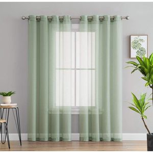 Set di 2 Pannelli per Tende a Voile Semi-Trasparenti con Occhielli, 137 cm L x 213 cm L, Verde Salvia, per Camera da Letto e Soggiorno - Product Image 5