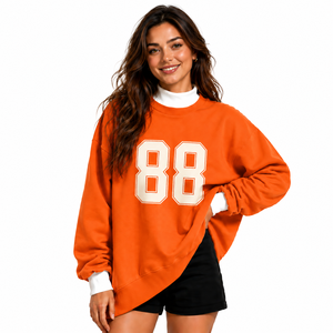 Sweat-shirt à col montant pour femme, coupe oversize, épaules tombantes, en molleton de coton, impression personnalisée, vêtements OEM, fournisseur en gros - Product Image 1