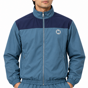 Ensemble de survêtement unisexe bleu uni, écologique, grande taille, coupe-vent d'hiver, doublure polaire, léger, respirant, vêtements de sport personnalisés - Product Image 4