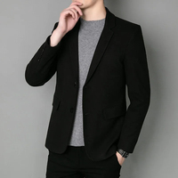 Blazer de Lana para Hombre, Estilo Británico, Versión Coreana, Elegante, Casual, Corte Slim, Color Sólido, para Boda o Trabajo